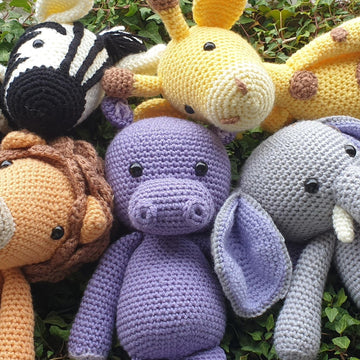 Savanna Savannah Animal Set Elephant Giraffe Hippo Hippopotamus Lion Zebra crochet amigurumi
