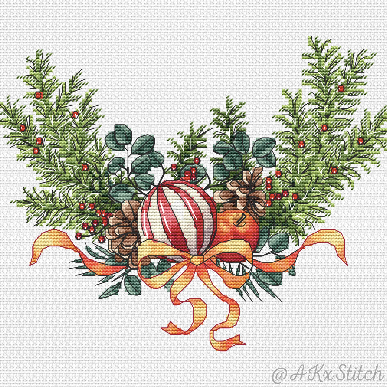 Christmas Wreath Cross Stitch PDF Pattern