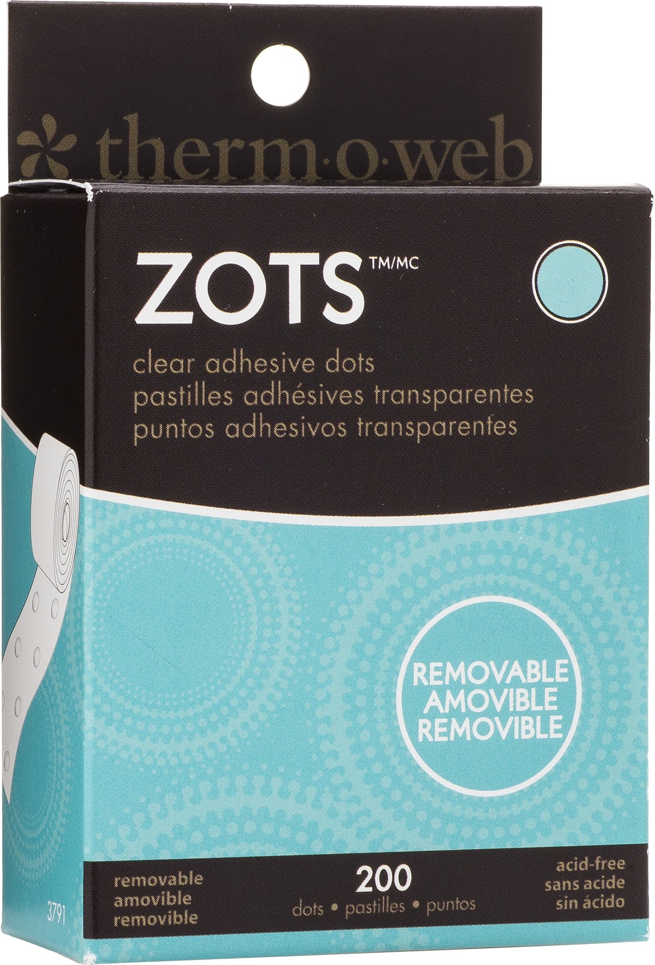 Thermoweb Zots Clear Adhesive Dots - Removable 3/8"X1/64" Thick 200/Pkg