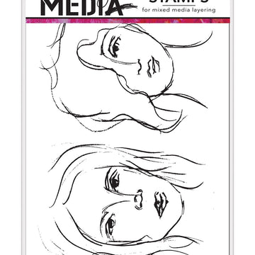Ranger Dina Wakley Media Cling Stamps 6"X9" - Lovely Women