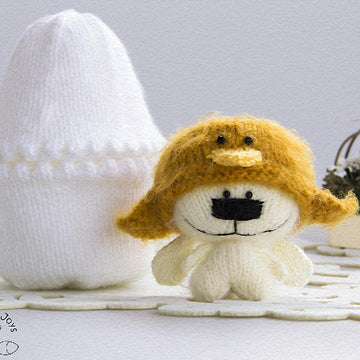Easter Joke. Bunny in the chicken hat