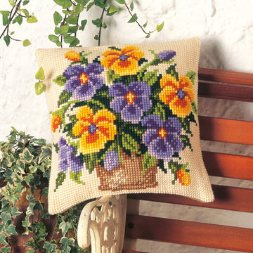 Vervaco Cross Stitch Cushion Kit Pansy Posy Cross Stitch Kit