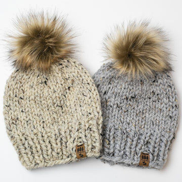 Fur Pompom Chunky Hat Baby Children Women