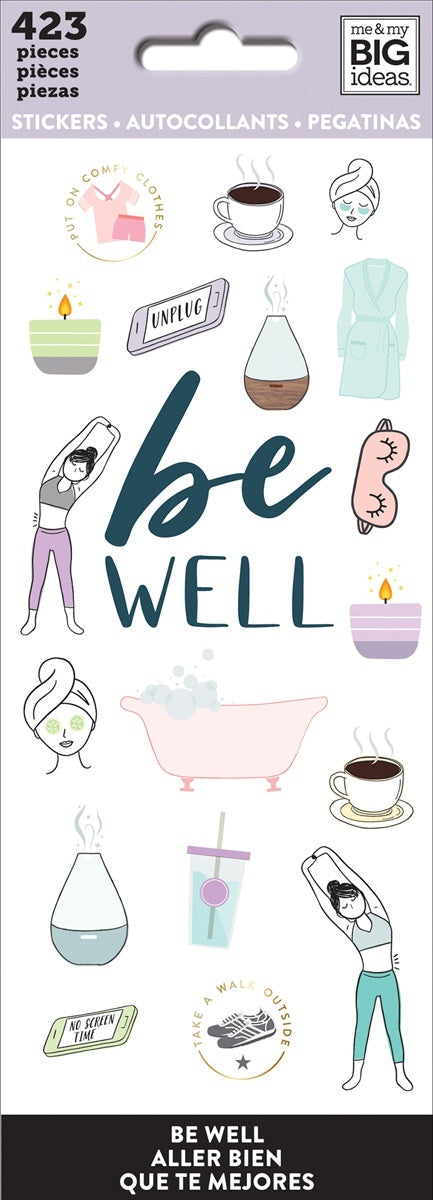 Happy Planner Sticker Sheets 8/Pkg - Be Well, 423/Pkg