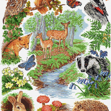 Anchor Woodland Sampler Cross Stitch Kit - 40cm x 30cm