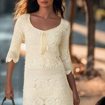 Crochet lacy bohemian summer dress.