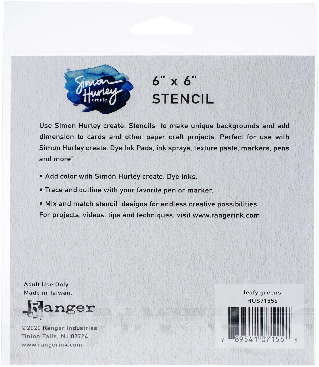 Ranger Simon Hurley create. Stencil 6"X6" - Laefy Greens
