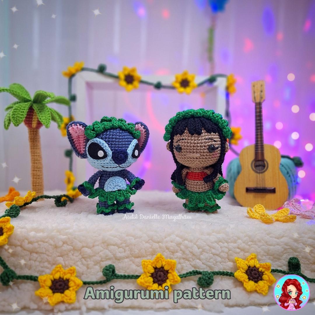 Lilo & Stitch Amigurumi Pattern – Hawaiian Outfit – PDF Crochet Pattern (US Terms)