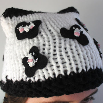 Knitted Cow Beanie