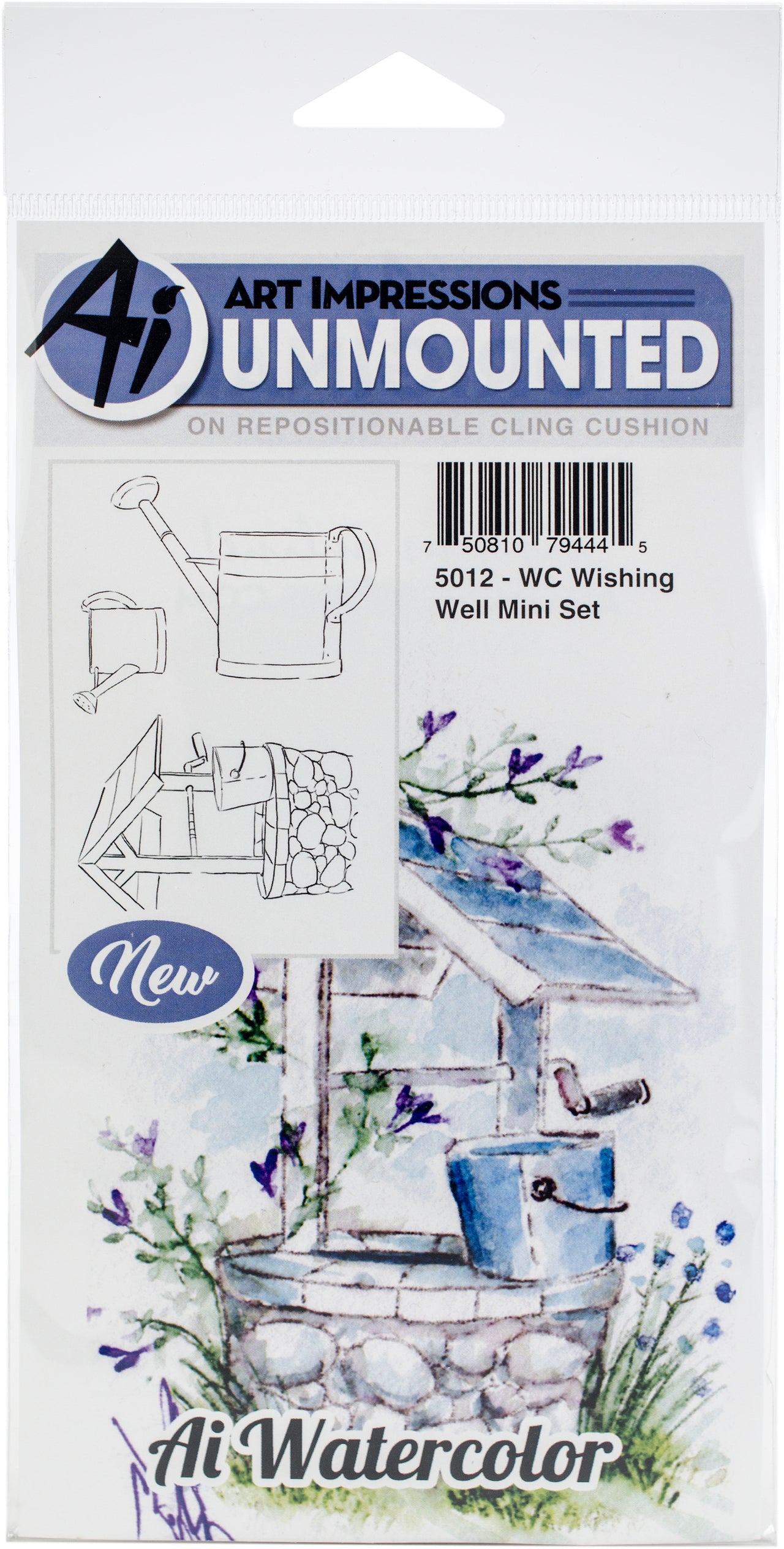 Art Impressions Watercolor Cling Rubber Stamps - Wishing Well Mini Set