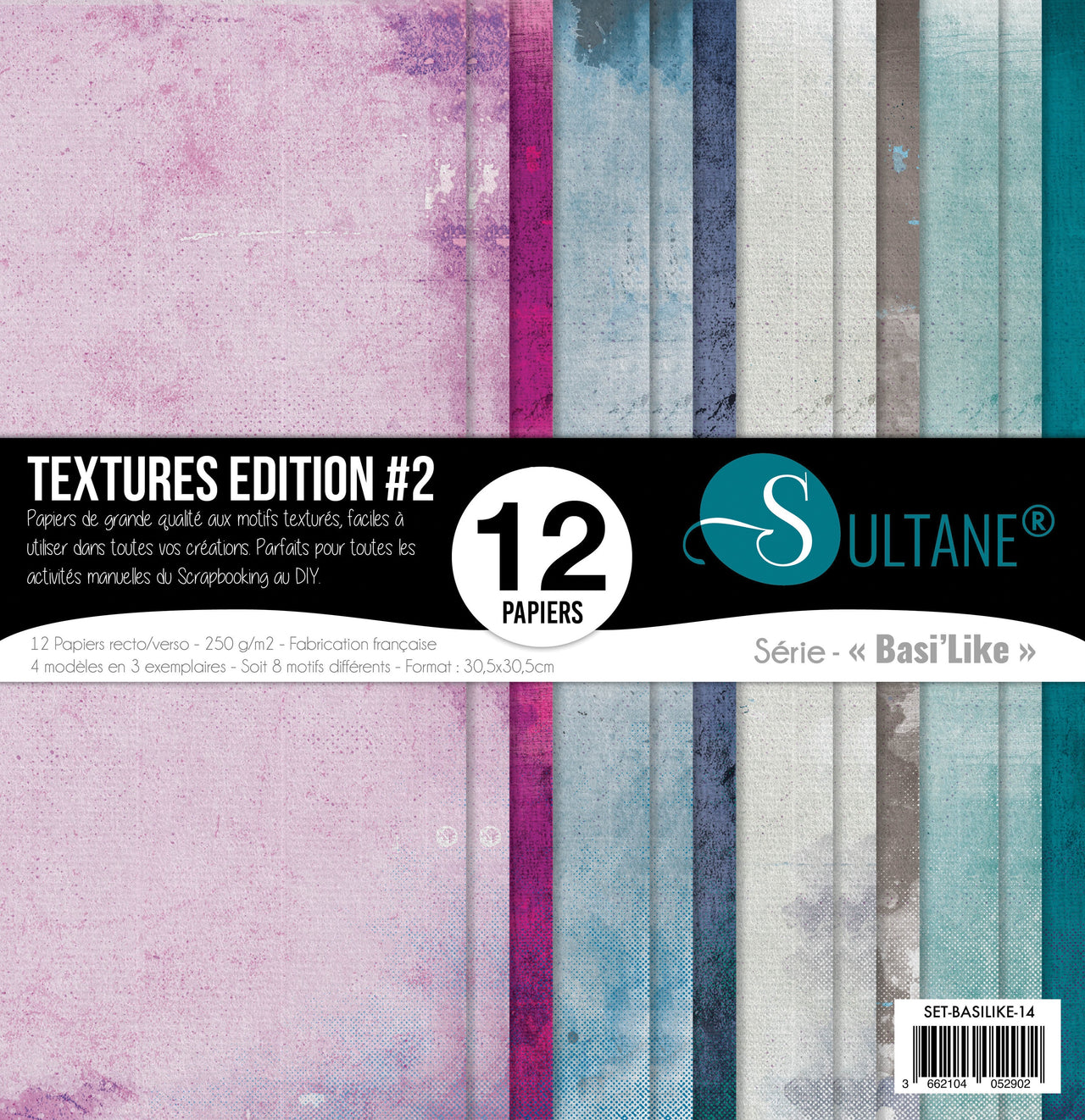 Carabelle Studio Carabelle Double-Sided Cardstock 250gsm 12"X12" 12/Pkg - Textures #2 Cool Backgrounds, 4 Des/3ea