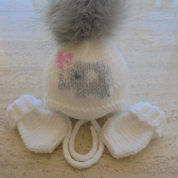 Baby Girl Hat And Mittens