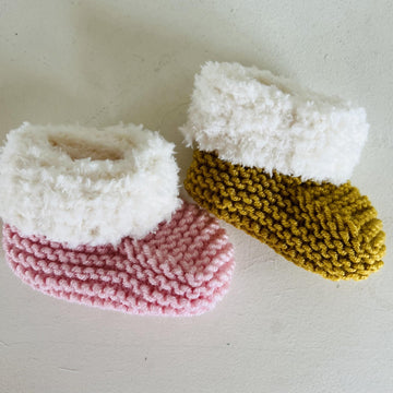 Fur Trim Baby Booties