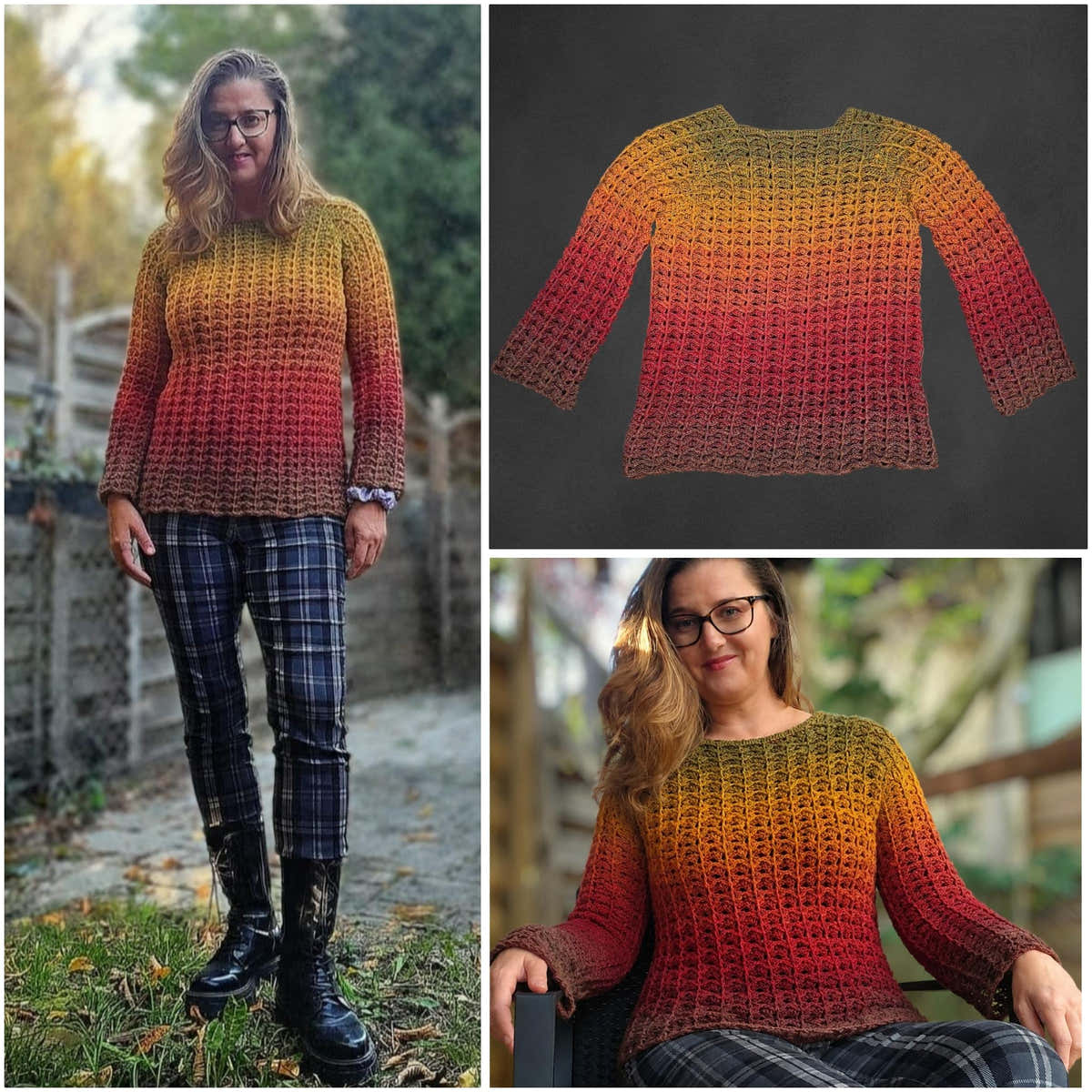 Mareo Sweater – a top-down raglan with a striking textured pattern