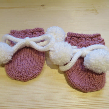 Baby Winter Lacy Top Beanie, Bootee, Mitten Set