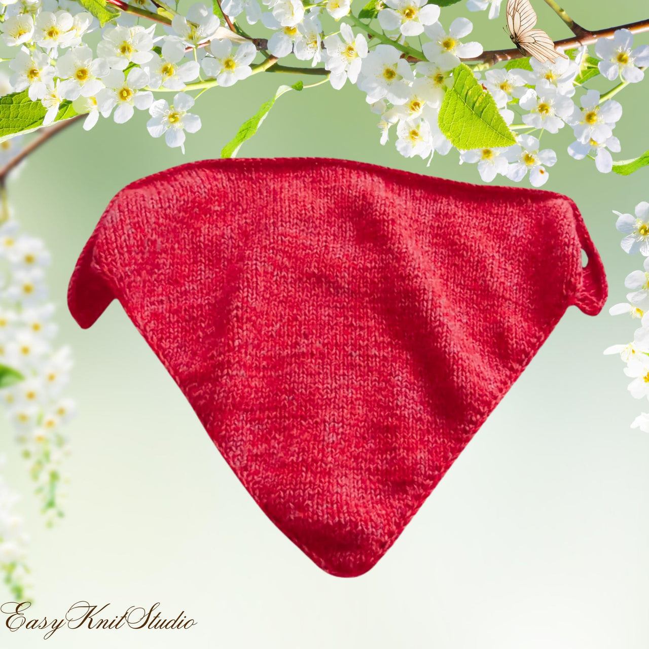 Knit Bandana Pattern – Knitted Kerchief Headscarf PDF Tutorial