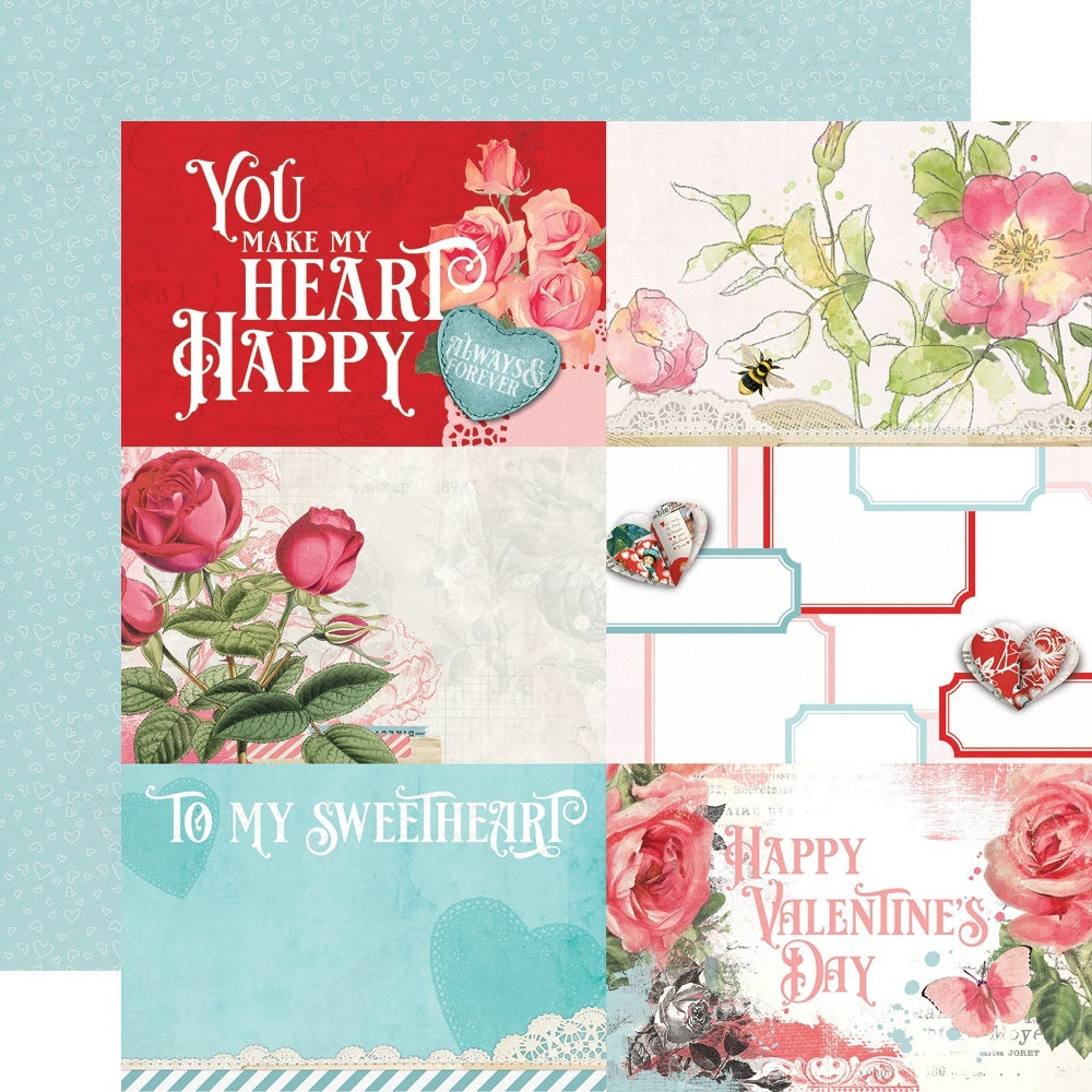 Simple Stories Simple Vintage My Valentine Double-Sided Cardstock 12"X12" 25/Pkg - 4"X6" Elements