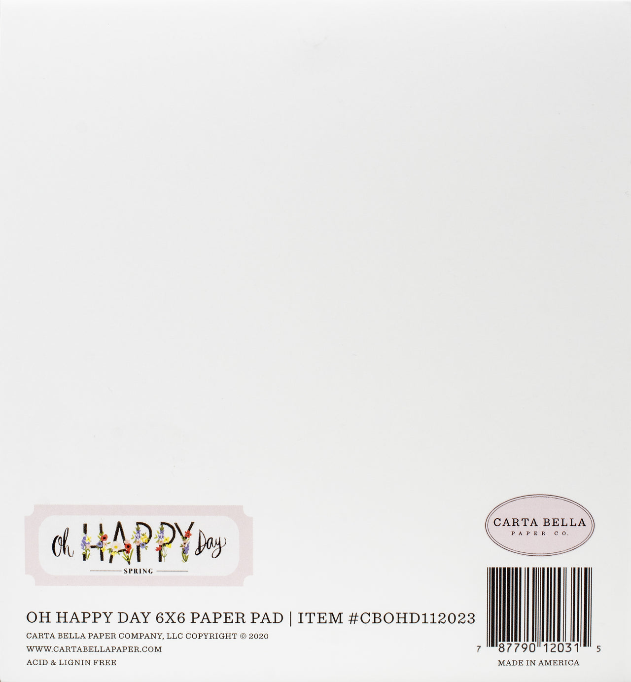 Echo Park Paper Carta Bella Double-Sided Paper Pad 6"X6" 24/Pkg - Oh Happy Day Spring, 12 Designs/2 Each