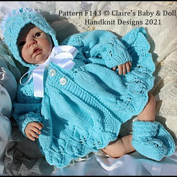 Leafy Lace Matinee Set for 16-22 inch doll (preemie-3m+ baby)