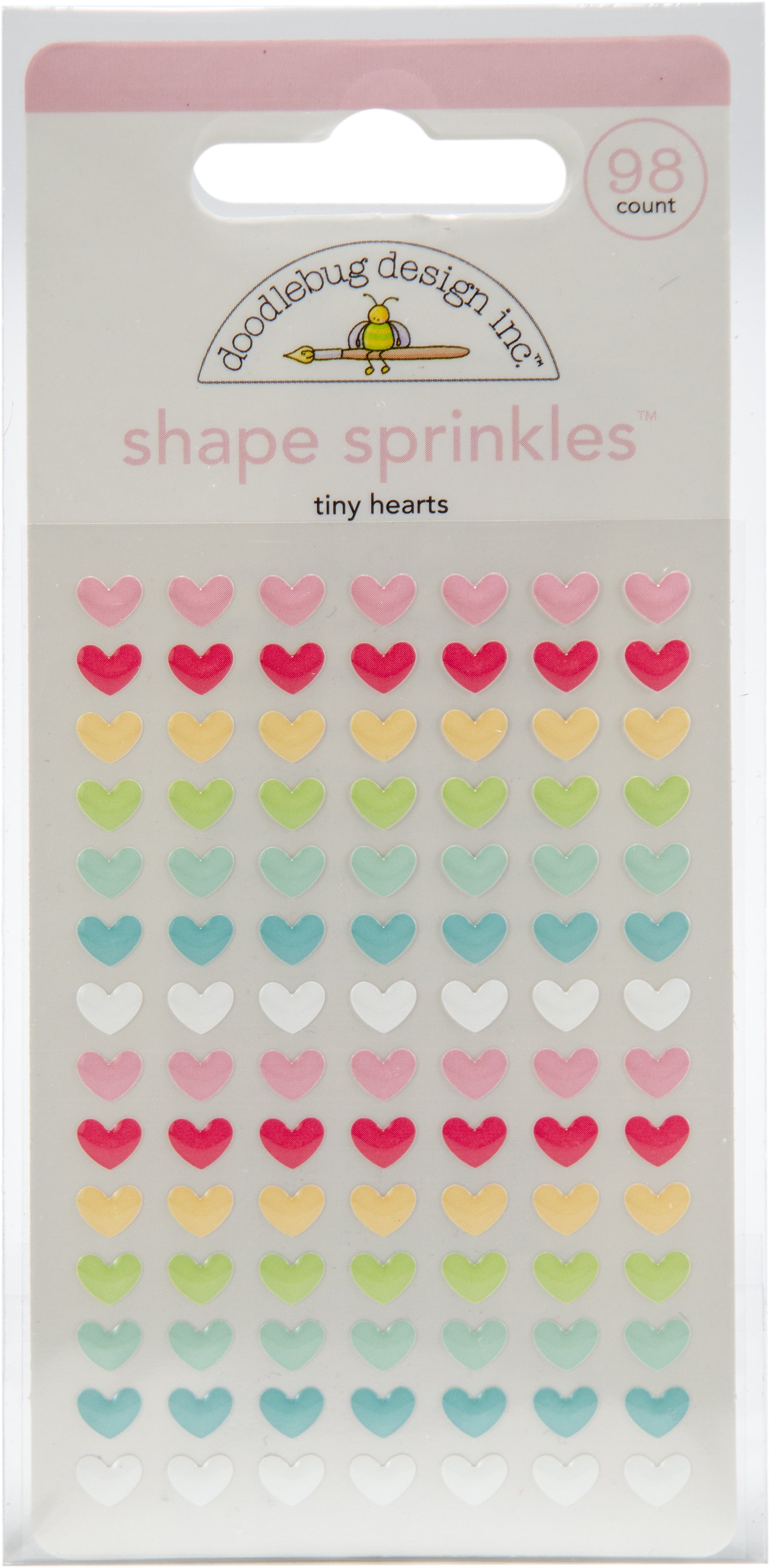 Doodlebug Sprinkles Adhesive Glossy Enamel Shapes - Tiny Hearts, Christmas Magic 98/Pkg