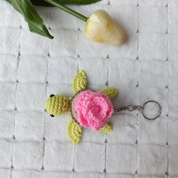 Turtle with flower keychain