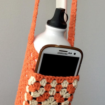 Granny square water bottle holder