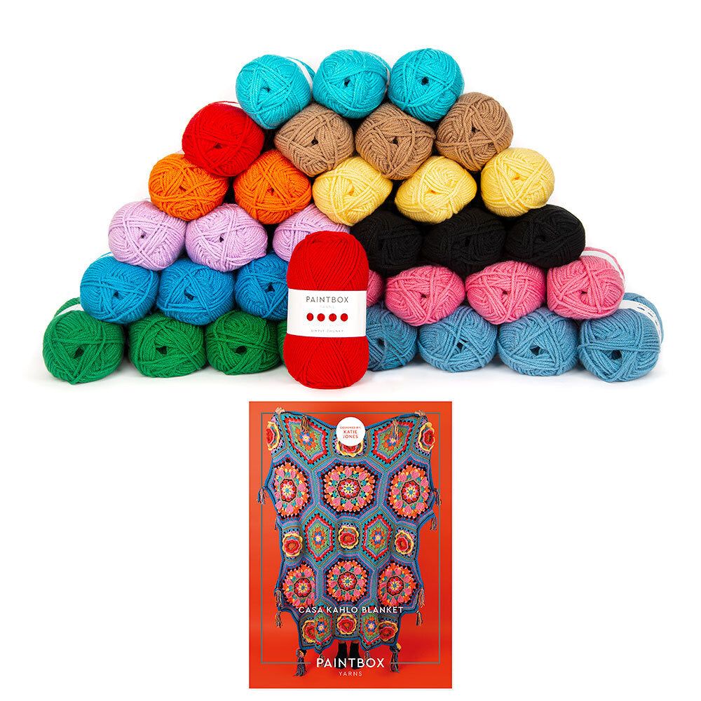 Paintbox Yarns Simply Chunky Casa Kahlo Blanket 34 Ball Crochet Kit