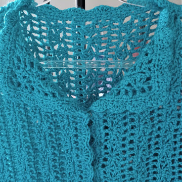Turquoise Vintage Crochet Lace Blouse