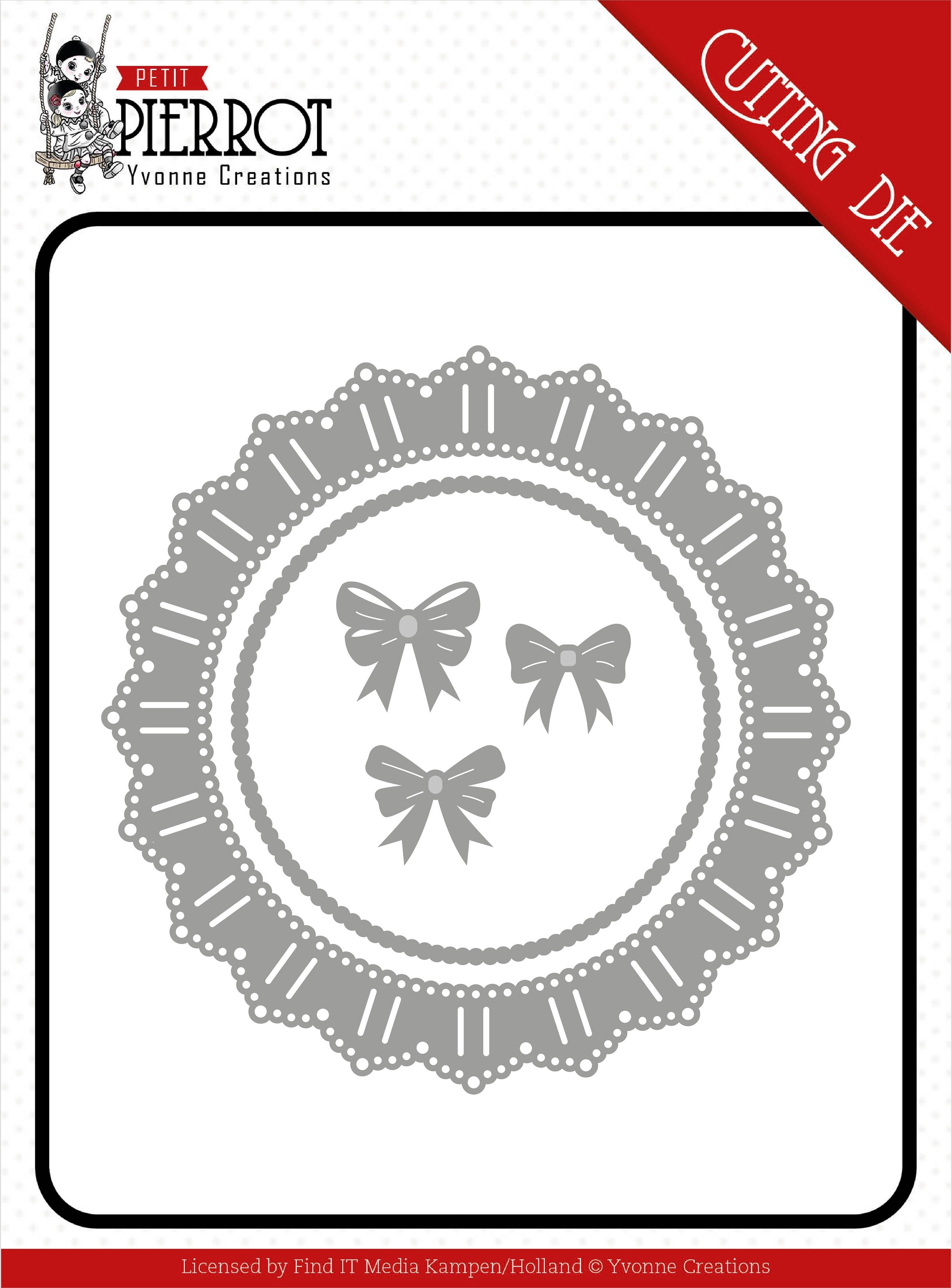 Find It Trading Yvonne Creations Die - Lace Circle & Bows, Petit Pierrot
