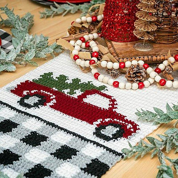 Red Christmas Truck Table Runner