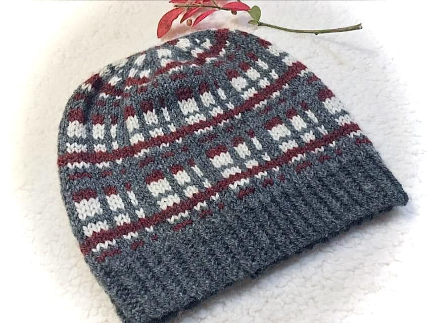 Plaid Knit Hat