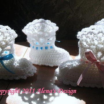 White Lace Top Baby Booties