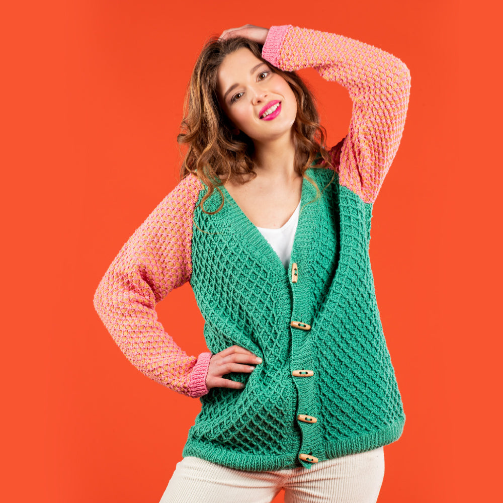 Promenade Oversized Cardigan - Free Cardigan Crochet and Knitting Pattern For Women in Paintbox Yarns Cotton DK by Paintbox Yarns