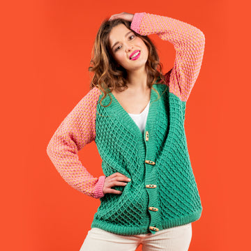 Promenade Oversized Cardigan - Free Cardigan Crochet and Knitting Pattern For Women in Paintbox Yarns Cotton DK by Paintbox Yarns