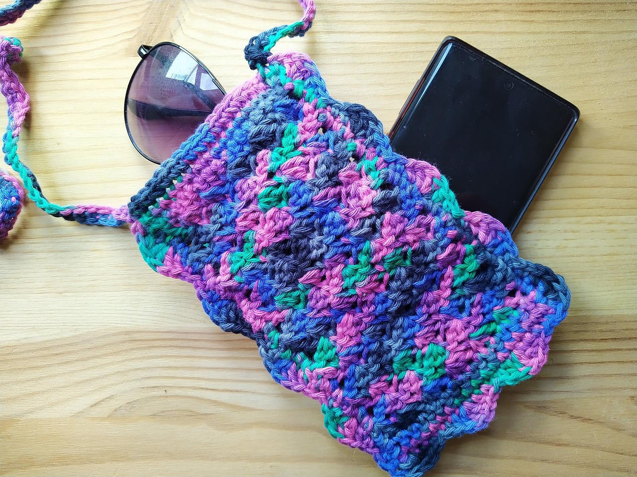 Crochet Phone Pouch Pattern Beginner Crossbody Bag PDF Easy Mobile Sling Crochet Pattern DIY Phone Holder Simple Crochet Pouch Pattern