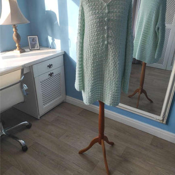 Women Summer Mint-White Sweater