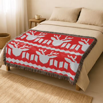 Christmas Ornament Blanket Red White Throw Queen Size C2C CROCHET PATTERN