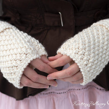 Double Seed Stitch Fingerless Mitts