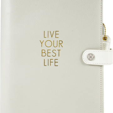 Webster's Pages Color Crush A5 Faux Leather 6-Ring Planner Binder 7.5"X10" - Live Your Best Life - Grey