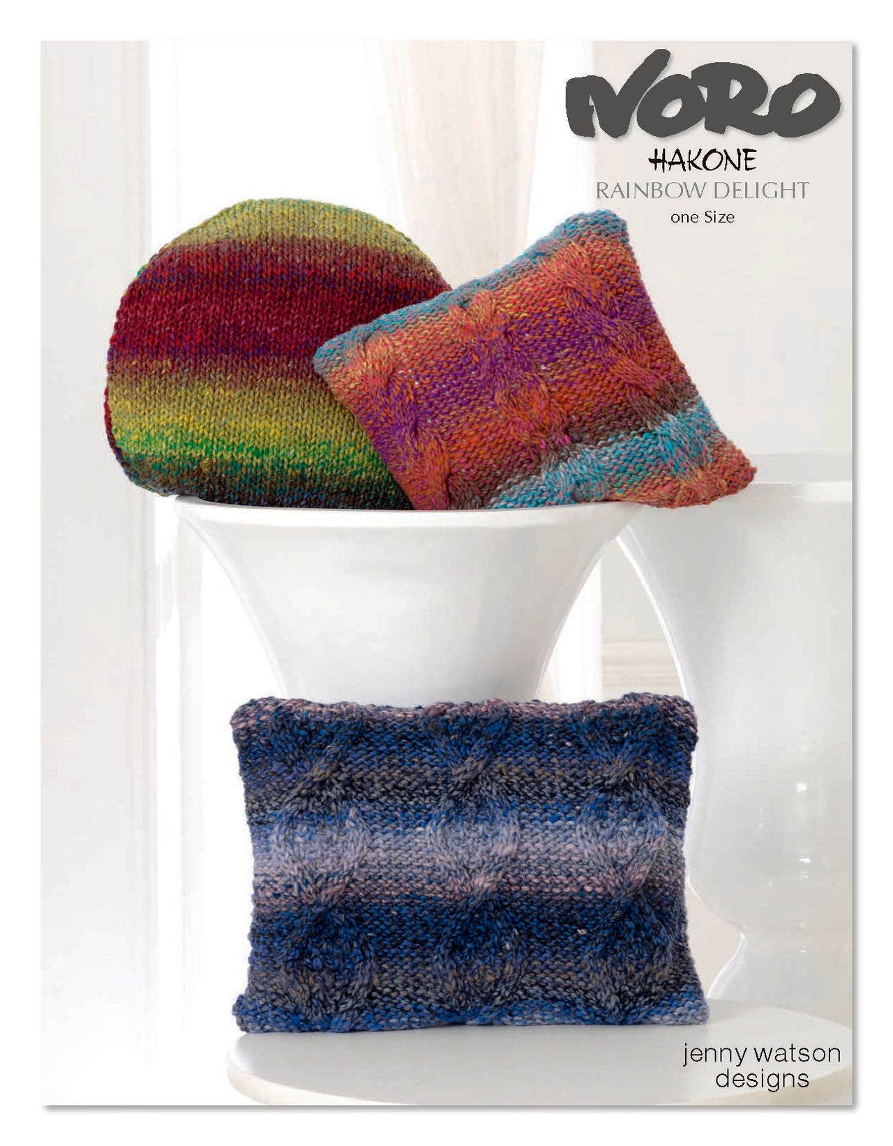 Rainbow Delight Cushions in Noro Hakone - 13120 - Downloadable PDF