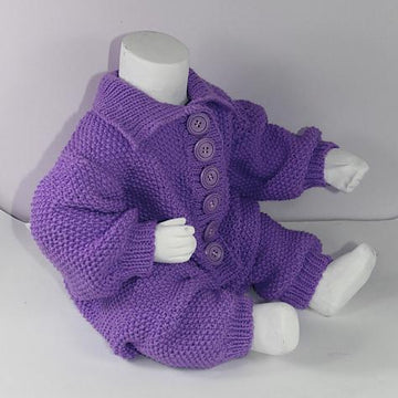 Baby Aran Button Up Moss Stitch Collar Onesie