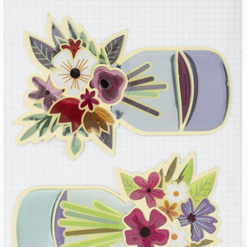 Sticko Raised Channel Epoxy Stickers - Mason Jar Floral