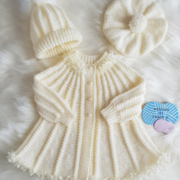 Iris Swing coat knitting pattern  0-6mths & 12mths