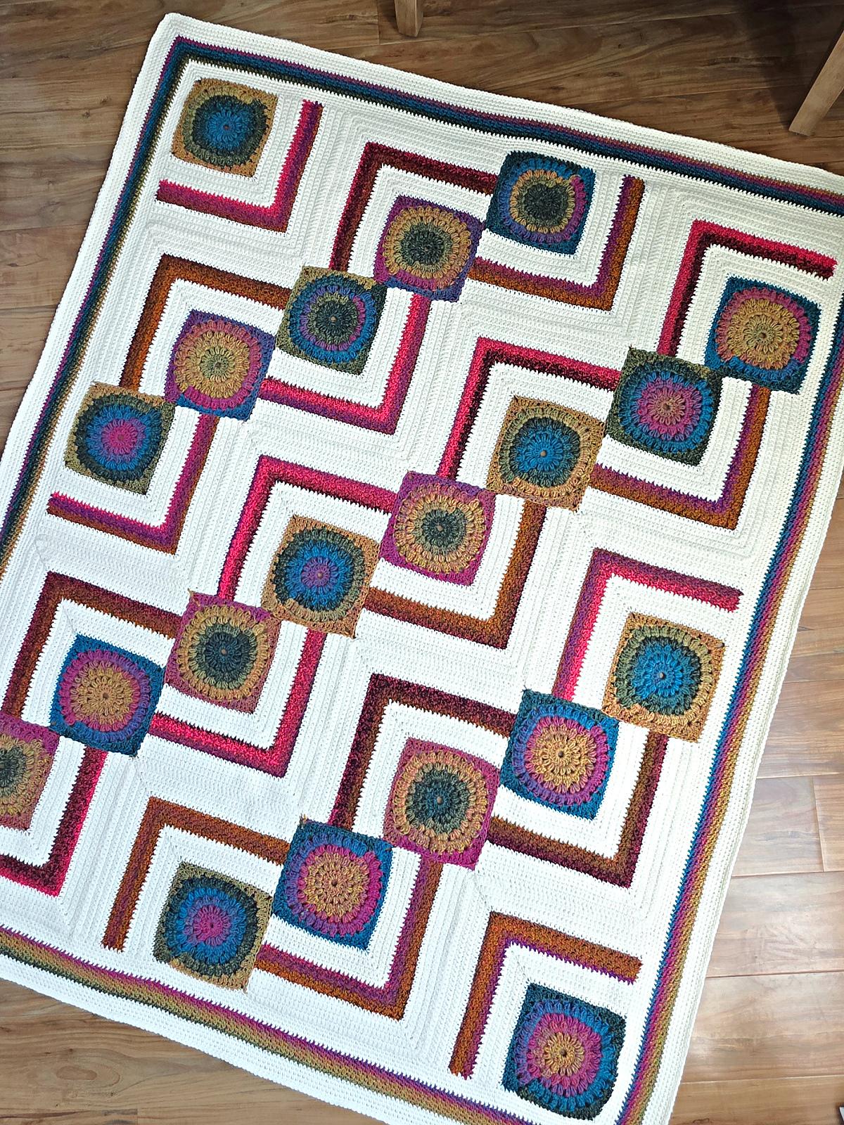 Meandering Squares Crochet Blanket