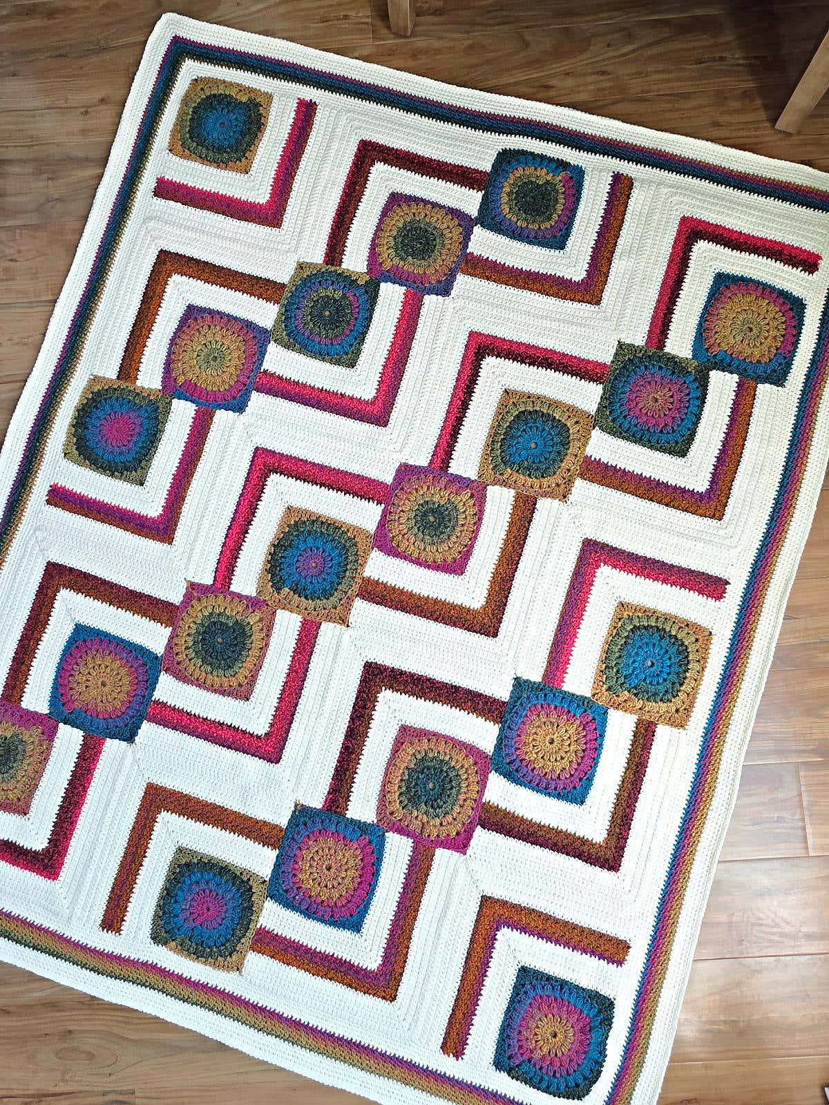 Meandering Squares Crochet Blanket