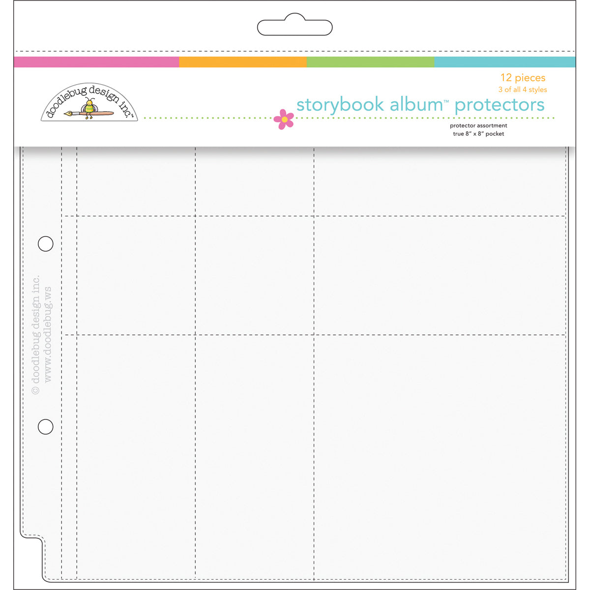 Doodlebug Page Protector Assortment 8"X8" 12/Pkg - 3 Each Of All 4 Styles
