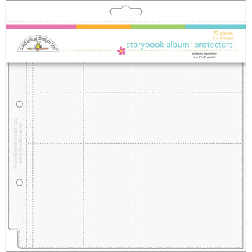 Doodlebug Page Protector Assortment 8"X8" 12/Pkg - 3 Each Of All 4 Styles