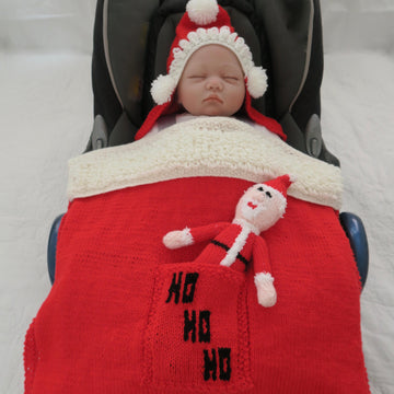 Santa Hooded Baby Car Seat Blanket & Toy