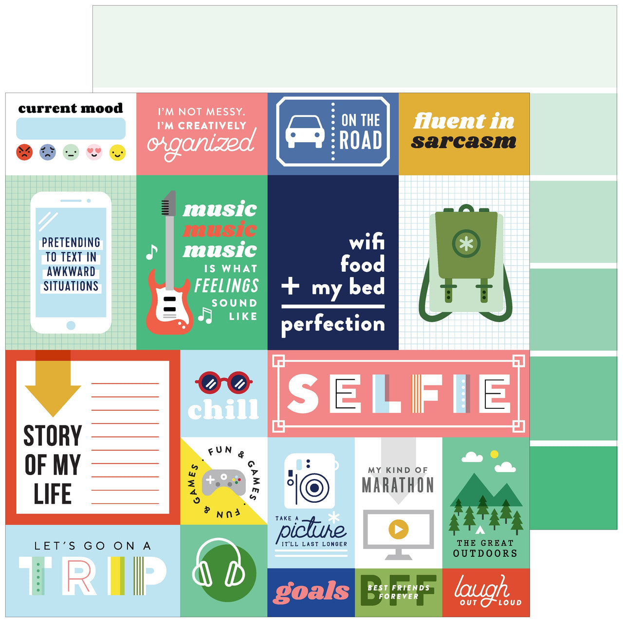 Pinkfresh Studio Super Cool Double-Sided Cardstock 12"X12" 25/Pkg - Current Mood