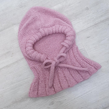 Adult Knitted Hood/Balaclava with Bow